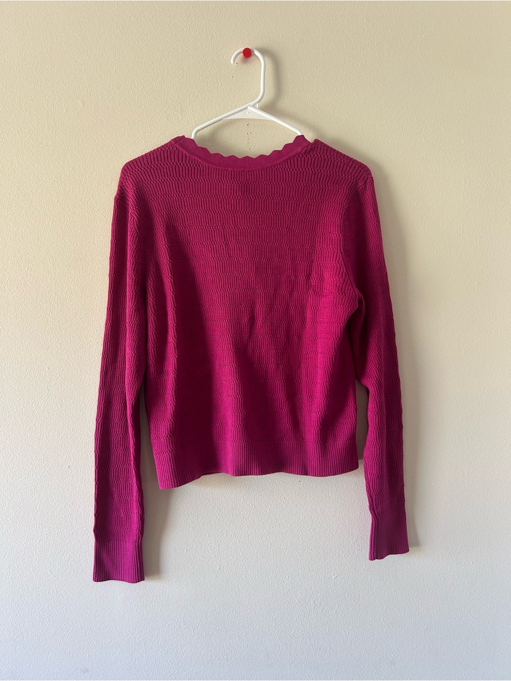 CAbi fuchsia scalloped V-neck button cardigan - Picture 4 of 4